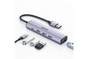 USB-hub - UGREEN CM475 Multifunction HUB / USB 3.0 - 3 x USB / 1x Eth. RJ-45 / USB-C PD USB-hub - USB 3.0 - 4 porter - Grå - 60554