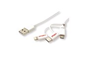 USB - Roline - USB cable - USB to Lightning/Micro-USB Type B/USB-C - 1 m - 11.02.8329