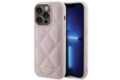 Mobil - Deksel og etui - GUESS Quilted Metal Logo case for iPhone 15 Pro - pink - 3666339149765