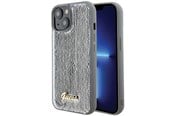 Mobil - Deksel og etui - GUESS Sequin Script Metal case for iPhone 15 - silver - 3666339173159