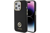 Mobil - Deksel og etui - GUESS Silicone Logo Strass 4G Case for iPhone 15 Pro - Black - 3666339148508