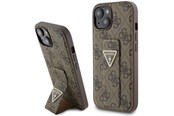 Mobil - Deksel og etui - GUESS Grip Stand 4G Triangle Strass case for iPhone 15 - brown - 3666339197438