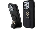 Mobil - Deksel og etui - GUESS Grip Stand 4G Saffiano Strass case for iPhone 15 Pro Max - black - 3666339198442