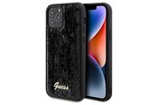 Mobil - Deksel og etui - GUESS Sequin Script Metal case for iPhone 12/12 Pro - black - 3666339172787