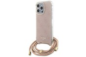 Mobil - Deksel og etui - GUESS Crossbody Cord 4G Print case for iPhone 15 Pro - pink - 3666339148362