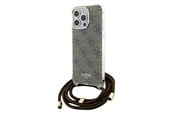 Mobil - Deksel og etui - GUESS Crossbody Cord 4G Print case for iPhone 15 Pro - brown - 3666339148089