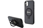 Mobil - Deksel og etui - GUESS Ring Stand Script Glitter MagSafe case for iPhone 11 / Xr - black - 3666339156220