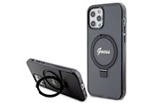 Mobil - Deksel og etui - GUESS Ring Stand Script Glitter MagSafe case for iPhone 12/12 Pro - black - 3666339156237