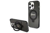 Mobil - Deksel og etui - GUESS Ring Stand Script Glitter MagSafe case for iPhone 13 Pro / 13 - black - 3666339156268