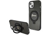 Mobil - Deksel og etui - GUESS Ring Stand Script Glitter MagSafe case for iPhone 13 / 14 / 15 - black - 3666339156251