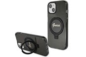 Mobil - Deksel og etui - GUESS Ring Stand Script Glitter MagSafe case for iPhone 14 / 15 / 13 - black - 3666339156282
