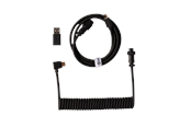 Tastatur - Keychron Spiralformet Aviator USB 8K-kabel med vinklet kontakt (Black) - Tastaturkabel - Svart - Cab-53