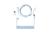 Tastatur - Keychron Spiralformet Aviator USB 8K-kabel med vinklet kontakt (Light Blue) - Tastaturkabel - Blå - Cab-47