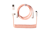 Tastatur - Keychron Spiralformet Aviator USB 8K-kabel med vinklet kontakt (Light Pink) - Tastaturkabel - Rosa - Cab-43