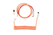 Tastatur - Keychron Spiralformet Aviator USB 8K-kabel med vinklet kontakt (Pink Orange) - Tastaturkabel - Rosa - Cab-42