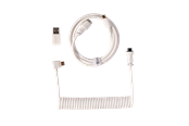 Tastatur - Keychron Spiralformet Aviator USB 8K-kabel med vinklet kontakt (White) - Tastaturkabel - Hvit - Cab-30