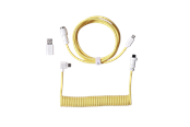 Tastatur - Keychron Spiralformet Aviator USB 8K-kabel med vinklet kontakt (Yellow) - Tastaturkabel - Gul - Cab-44