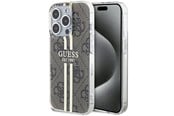 Mobil - Deksel og etui - GUESS IML 4G Gold Stripe case for iPhone 15 Pro - brown - 3666339222840