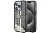 Mobil - Deksel og etui - GUESS Liquid Glitter Gold Stripes case for iPhone 15 Pro - black - 3666339223540