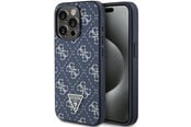 Mobil - Deksel og etui - GUESS 4G Triangle Metal Logo case for iPhone 15 Pro - blue - 3666339225926
