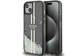Mobil - Deksel og etui - GUESS Liquid Glitter Gold Stripes case for iPhone 15 Plus / 14 Plus - black - 3666339223533