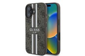Mobil - Deksel og etui - GUESS 4G Printed Stripes MagSafe iPhone 16 Plus Case - Brown - 3666339342135
