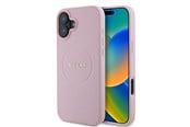 Mobil - Deksel og etui - GUESS Grained Gold Ring MagSafe iPhone 16 Plus Case - Pink - 3666339303969