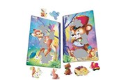 Puslespill - Larsen Puzzles "Cute Animals" Puzzle – 2 assorted designs (fallow deer + drummer) – 14 pieces Midi (28.5 cm x 18.3 cm) 2D Puslespill - CU1