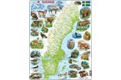 Puslespill - Larsen Puzzles Physical puzzle of Sweden with animals – 71 pieces Maxi (36.5 x 28.5 cm) 2D Puslespill - K6