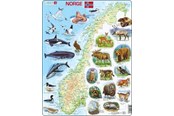 Puslespill - Larsen Puzzles Puslespill Norge fysisk med dyr - 62 brikker, Maxi 2D Puslespill - K68