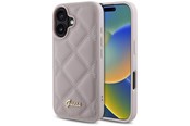 Mobil - Deksel og etui - GUESS Quilted Metal Logo iPhone 16 Case - Pink - 3666339345082