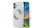 Mobil - Deksel og etui - GUESS IML Flowers Wreath MagSafe Case for iPhone 16 Plus - Clear - 3666339311438