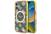 Mobil - Deksel og etui - GUESS IML Peony On 4G Background MagSafe iPhone 16 Case - Brown - 3666339300050