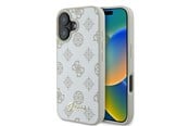 Mobil - Deksel og etui - GUESS Peony Script Logo MagSafe Case for iPhone 16 - White - 3666339345563