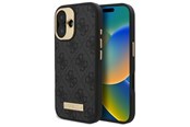 Mobil - Deksel og etui - GUESS 4G Logo Plate MagSafe case for iPhone 16 - black - 3666339340063