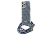 Mobil - Deksel og etui - GUESS Crossbody Cord 4G Print Case with Lanyard for iPhone 16 Pro - Blue - 3666339344351