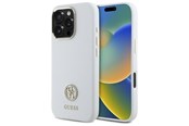Mobil - Deksel og etui - GUESS Silicone Logo Strass 4G Case for iPhone 16 Pro - White - 3666339328863