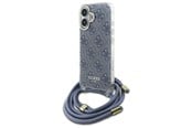 Mobil - Deksel og etui - GUESS Crossbody Cord 4G Print Case with Lanyard for iPhone 16 - Blue - 3666339344337