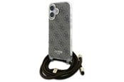 Mobil - Deksel og etui - GUESS Crossbody Cord 4G Print Case with Lanyard for iPhone 16 - Brown - 3666339345167