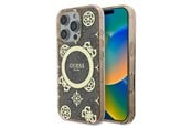 Mobil - Deksel og etui - GUESS IML Peony On 4G Background MagSafe Case for iPhone 16 Pro Max - Brown - 3666339300081
