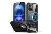 Mobil - Deksel og etui - ESR Classic Hybrid Kickstand Halolock MagSafe Case Set + Tempered Glass for iPhone 16 - Black - 4894240243640