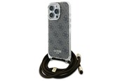 Mobil - Deksel og etui - GUESS Crossbody Cord 4G Print Case for iPhone 16 Pro - Brown - 3666339345181