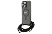 Mobil - Deksel og etui - GUESS Crossbody Cord Script MagSafe Case for iPhone 16 Pro - Black - 3666339345662