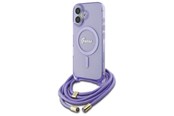 Mobil - Deksel og etui - GUESS Crossbody Cord Script MagSafe iPhone 16 Case - Purple - 3666339345846