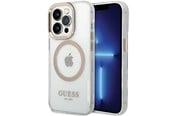 Mobil - Deksel og etui - GUESS Metal Outline MagSafe case for iPhone 15 Pro - gold - 3666339196912