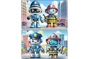 Puslespill - Larsen Puzzles Friendly City Robots Puzzle – 10 pieces Midi (28.5 cm x 18.3 cm) 2 assorted designs 2D Puslespill - U25