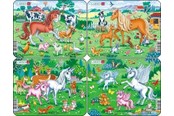 Puslespill - Larsen Puzzles Ponies Unicorns and Friends Puzzle 4 assorted designs – 11 pieces Mini (18.3 x 14.3 cm) 2D Puslespill - V5