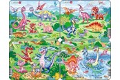 Puslespill - Larsen Puzzles "Legendary Dinosaurs" Puzzle 4 assorted designs – 7 pieces Mini (18.3 x 14.3 cm) 2D Puslespill - V6
