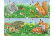 Puslespill - Larsen Puzzles Rabbit squirrel hedgehog and fox puzzle – 4 assorted designs – 5 pieces Mini (18.3 x 14.3 cm) 2D Puslespill - Z12