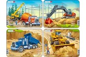 Puslespill - Larsen Puzzles Construction Vehicles Puzzle Assorted (4 designs) – 7 pieces Mini (18.3 x 14.3 cm) 2D Puslespill - Z3